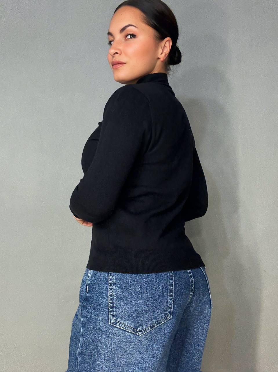 Свитер женский A-N 106 водолазка гольф с воротником стойкой базовый OS Черный (5407) - фото 2