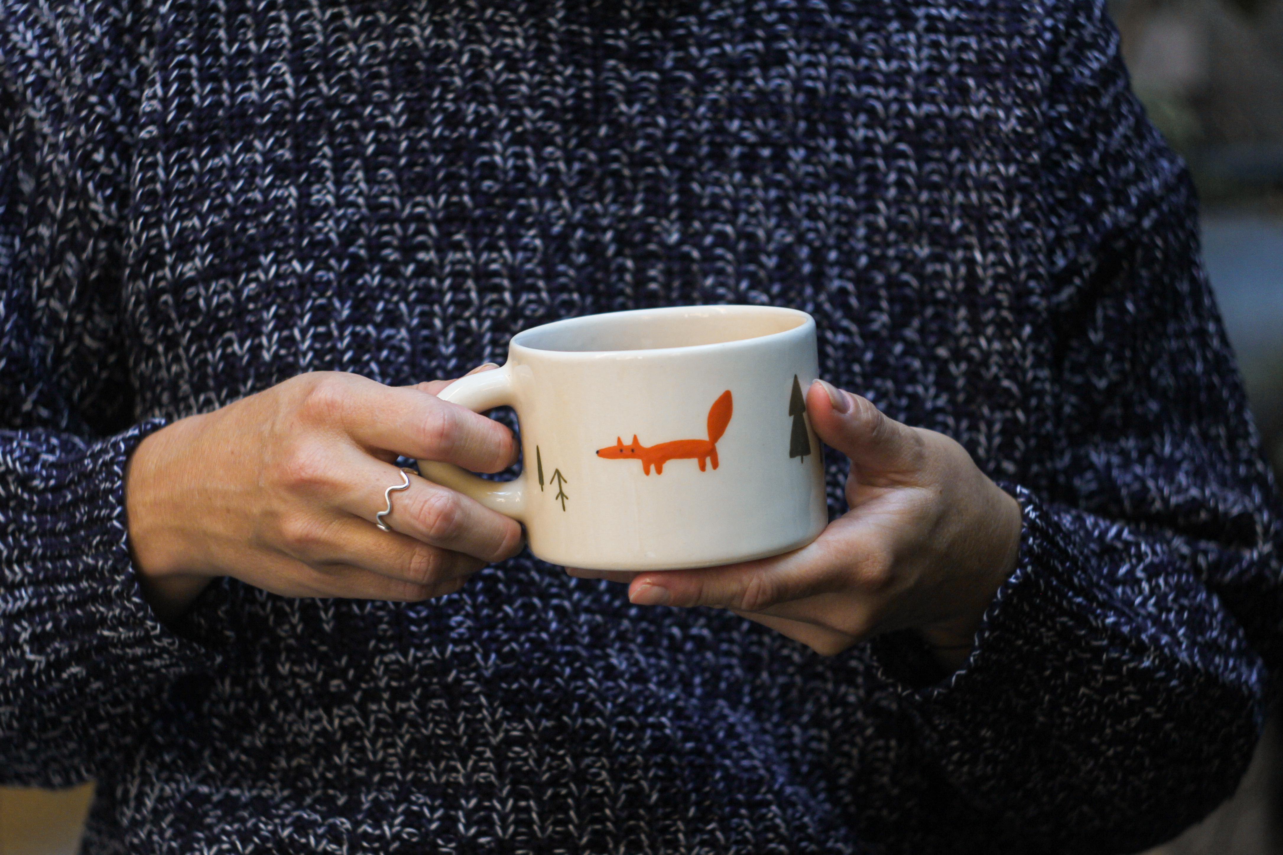 Чашка керамічна з лисичками ручна робота напівпорцеляна 350 мл (PRS-CUP-IMG-350-I-FOX) - фото 5 Чашка керамічна з лисичками ручна робота напівпорцеляна 350 мл (PRS-CUP-IMG-350-I-FOX) - фото 5