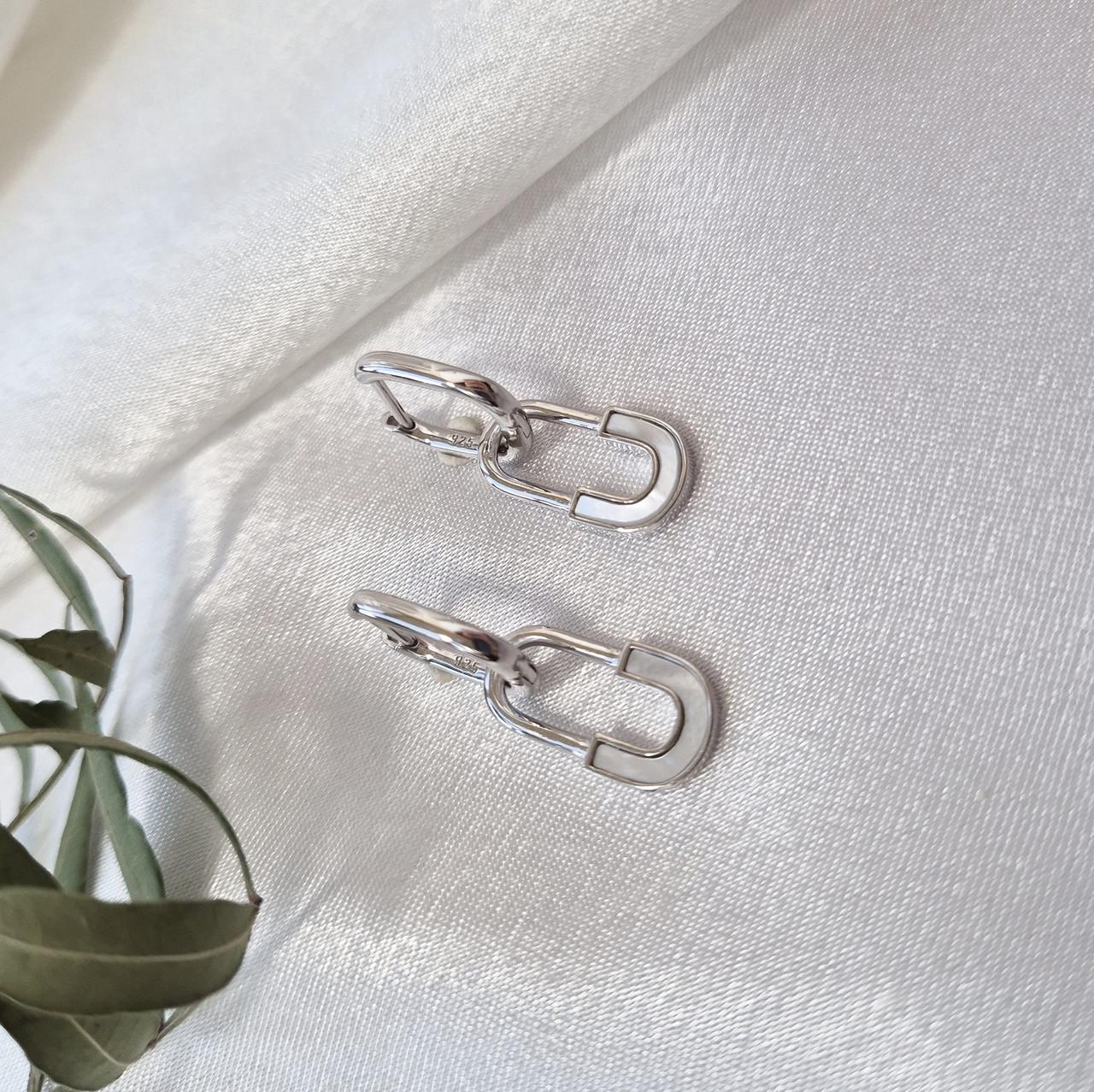 Сережки з підвіскою булавка срібло 925 проби родоване 4,41 г (6895рс)