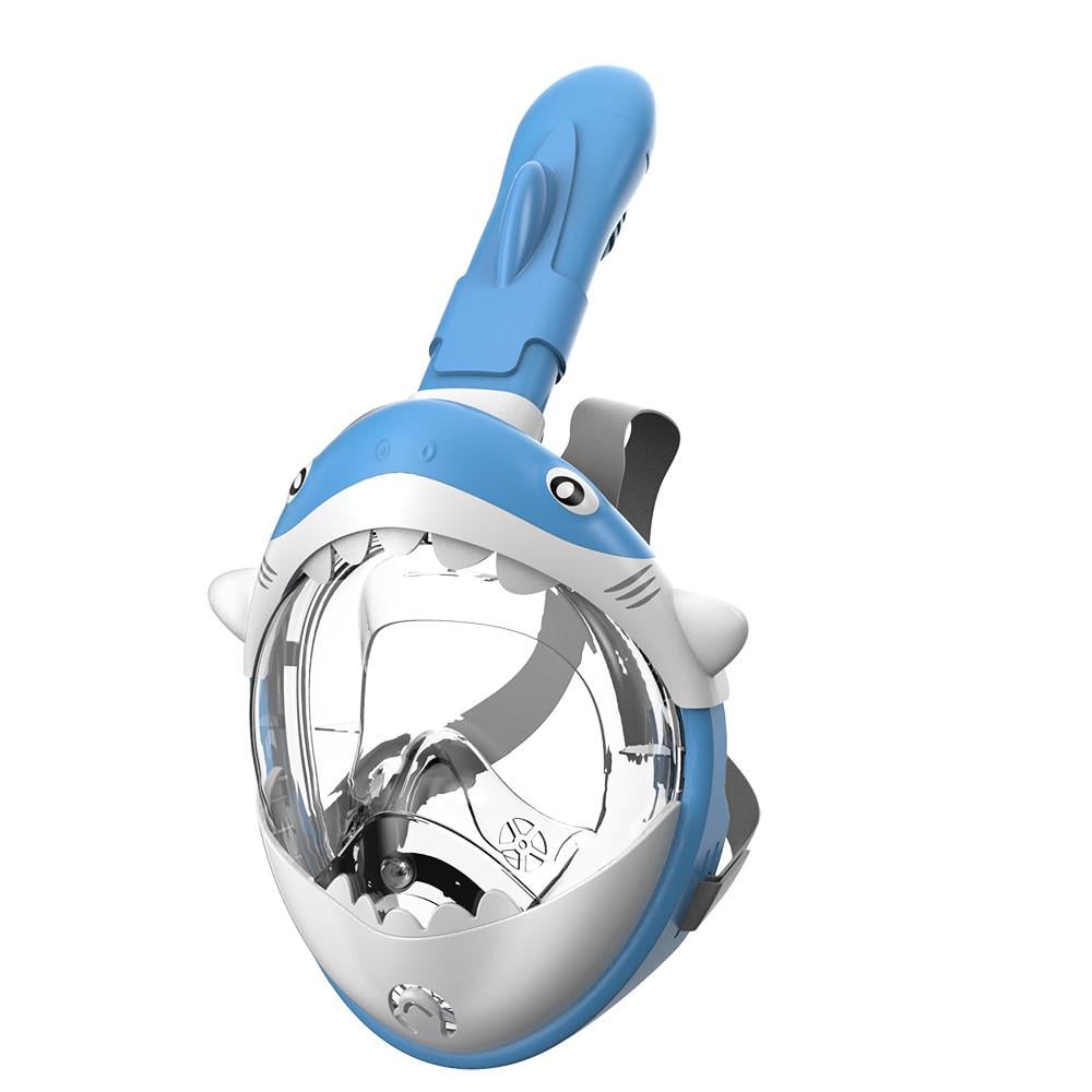 Детская маска для сноркелинга TheNice KF-3 Shark Design EasyBreath-III полнолицевая XS Голубой (SUN5714)