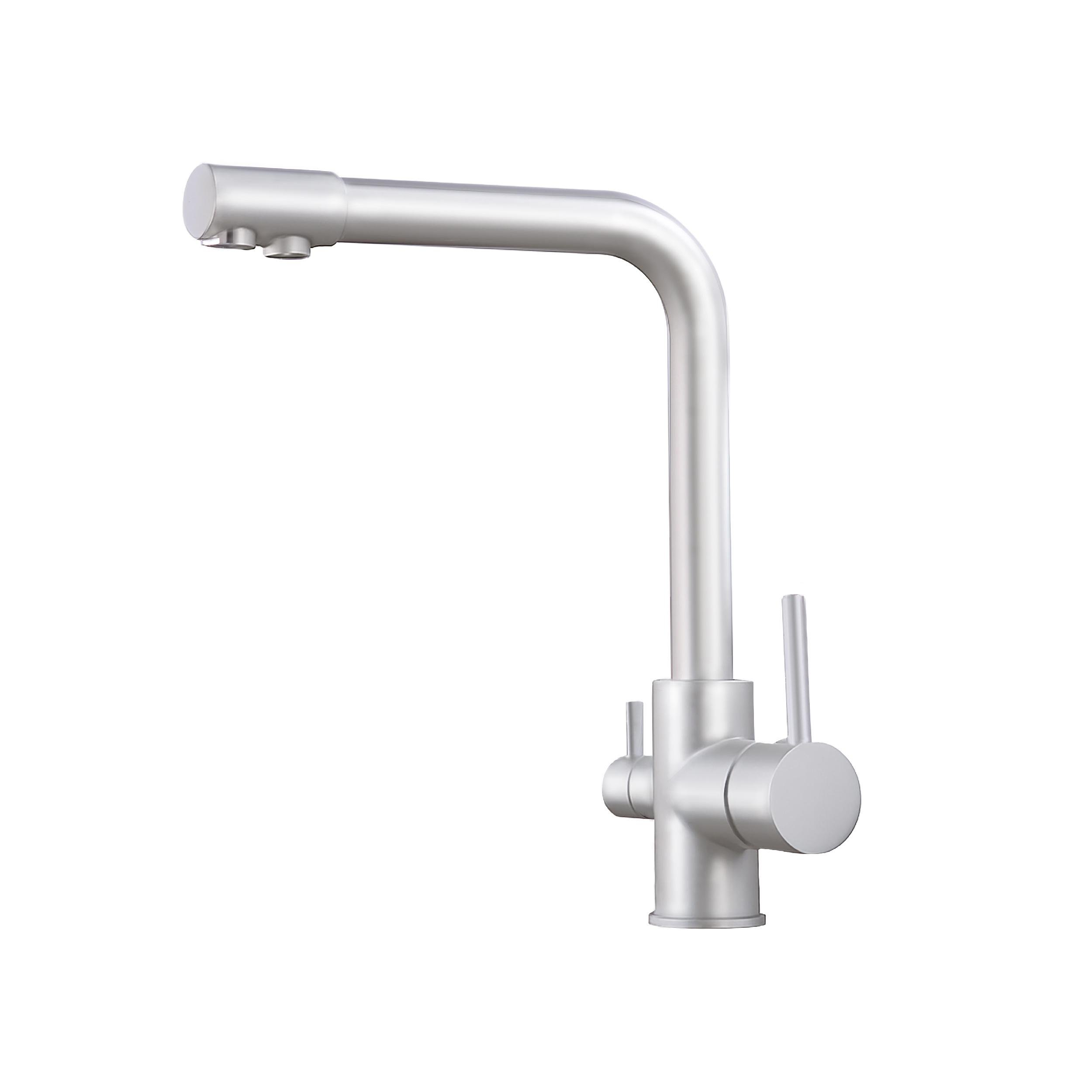 Смеситель для кухни с подключением к фильтру FADO Malawi двухрычажный Никель (FD-MIX01501BN)