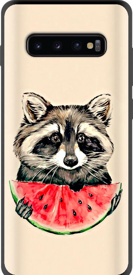 Чохол на Samsung Galaxy S10 Plus Єнотик з кавуном (4605b-1649-42517)
