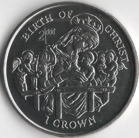 Колекційна монета Острів Мен 1 крона 1997 Різдво UNC (KM#799)