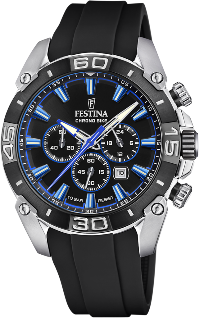 Наручний годинник чоловічий Festina F20544/2 Chrono Bike з сталевим корпусом WR 100 м та чорним циферблатом