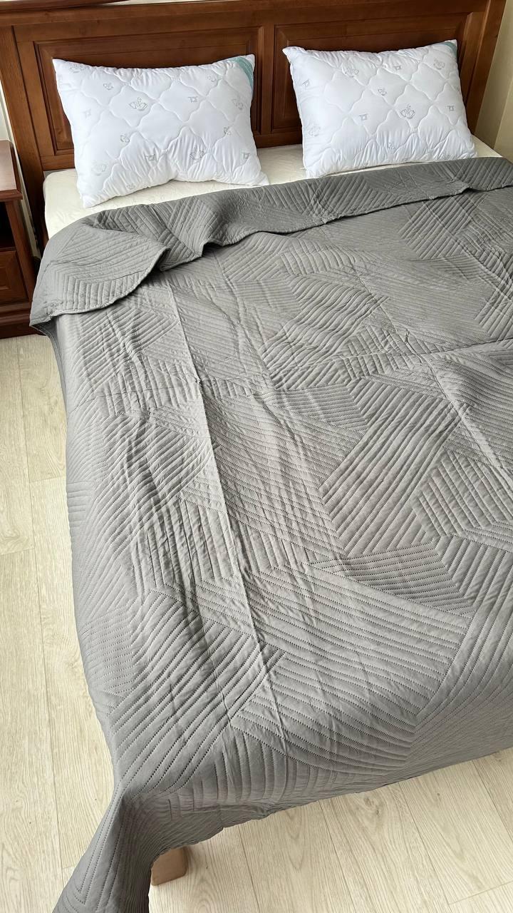 Покрывало двухстороннее Koloco стеганное хлопковое евро 200x230 см Графитовый (К5300В-2) - фото 3