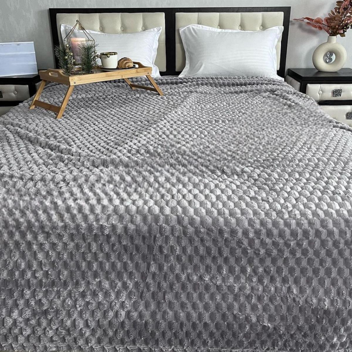 Плед Koloco великий 3D Візерунок євро 220х240 см Сірий (38388) - фото 2 Плед Koloco великий 3D Візерунок євро 220х240 см Сірий (38388) - фото 2