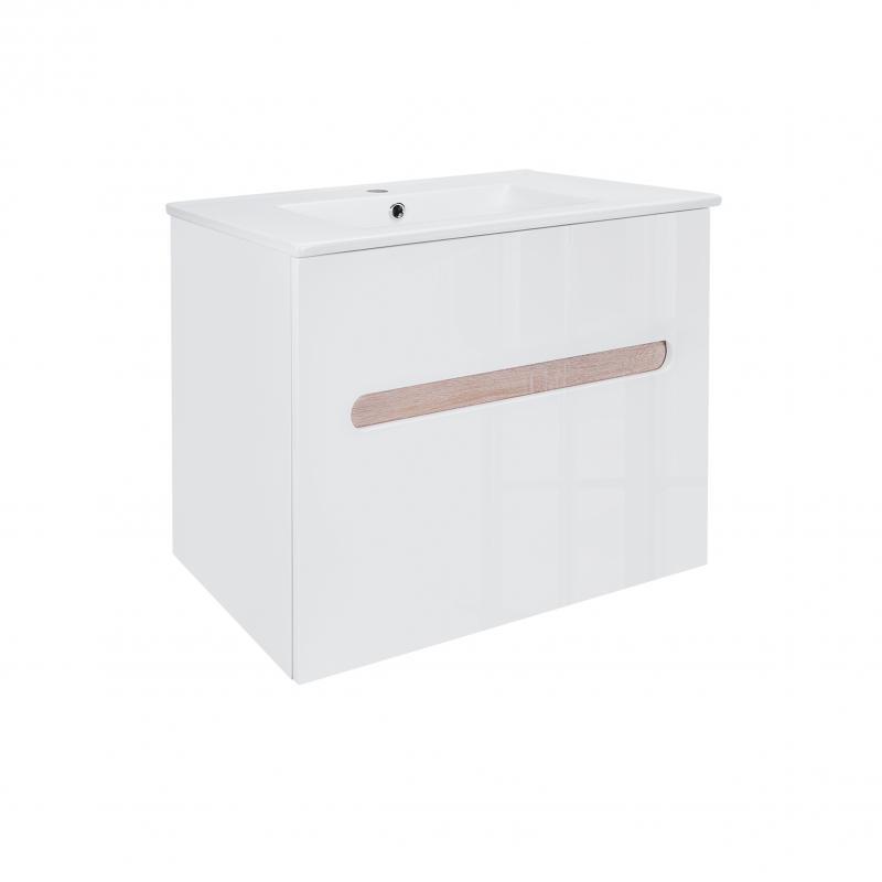 Комплект Qtap Virgo тумба підвісна та раковина врізна 700х580х437 мм White/Whitish oak (QT1872TPА7013070CW)