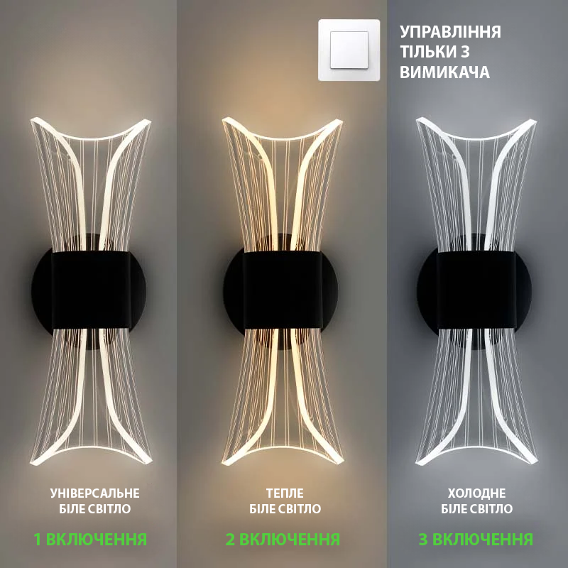 Бра светодиодное ESLLSE DIO 12 Вт 230х80х95 мм Черный (10131) - фото 2