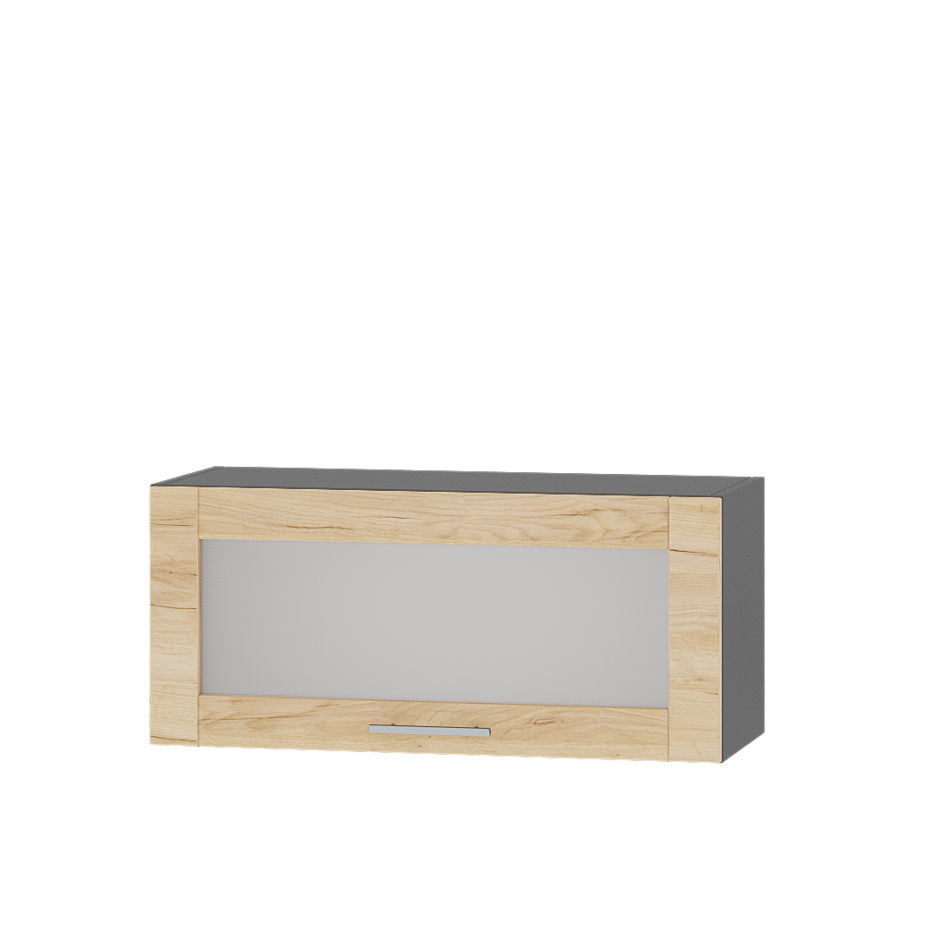 Шкаф верхний Эверест Оптима модуль Верх витрина ВВ09-800 80х30х36 см Дуб крафт золотой/Антрацит (08692)