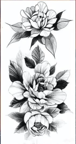 Тату тимчасове водостійке 3D велике Три квітки FF-099 17,5х8,5 см (4419523)