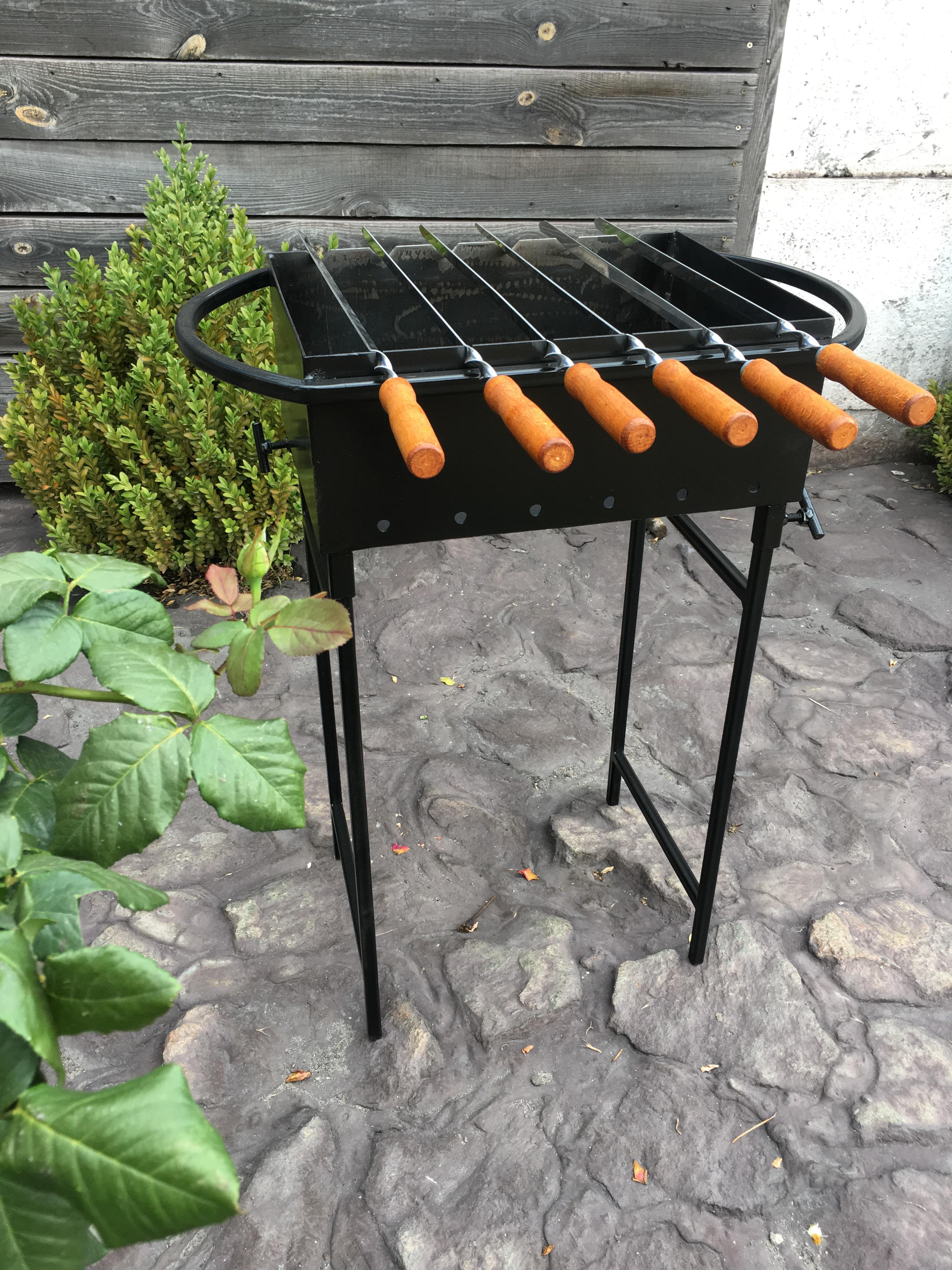 Мангал на 6 шампурів зі знімними ніжками 3 мм - фото 5 Мангал на 6 шампурів зі знімними ніжками 3 мм - фото 5