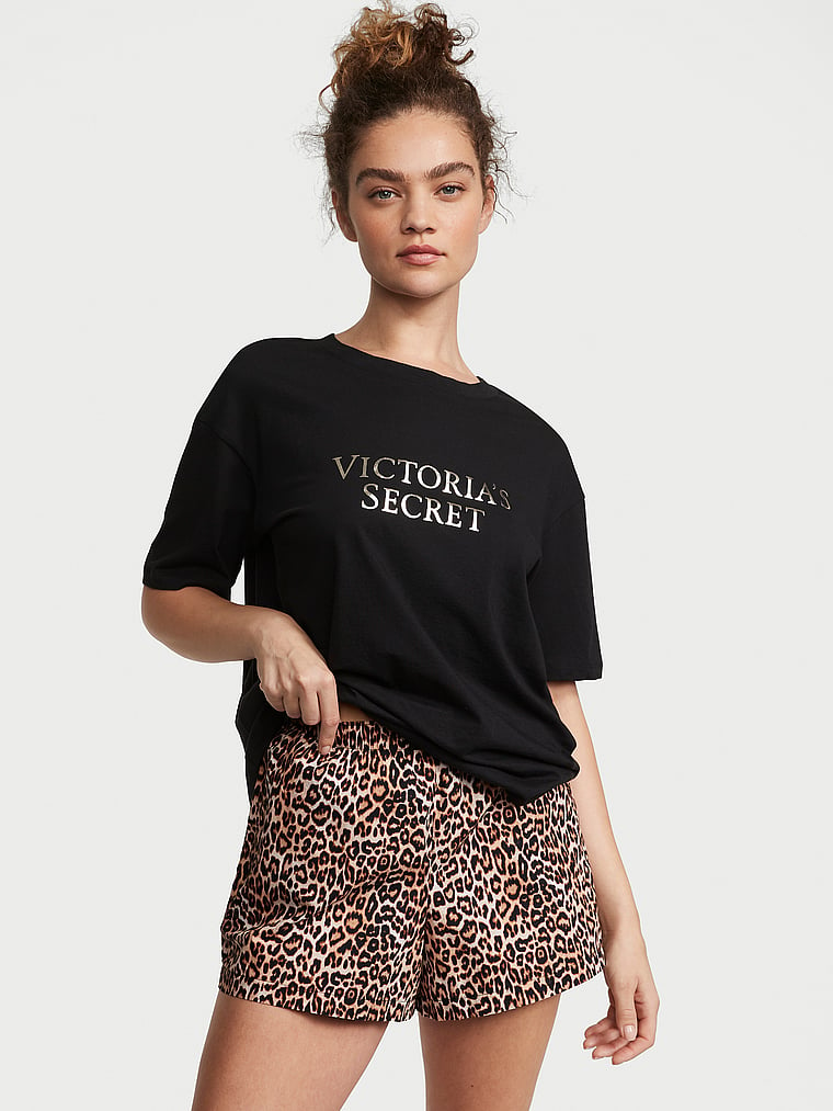 Піжама бавовняна Victoria's Secret футболка/шорти M Леопардовий (988778074)