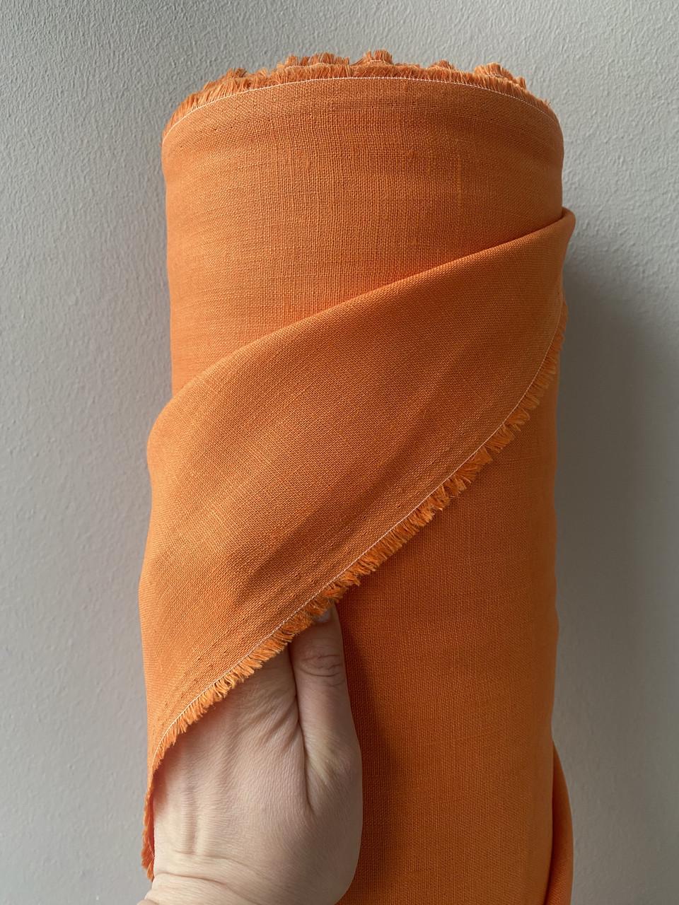 Ткань LINEN PLUS 100% лен 143 см 1250 Оранжевый - фото 3