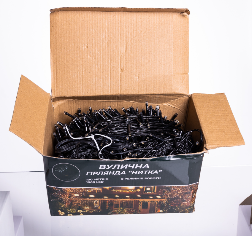 Гирлянда нить уличная 1000 LED 100 м от сети черная нить Желтый - фото 6 Гирлянда нить уличная 1000 LED 100 м от сети черная нить Желтый - фото 6
