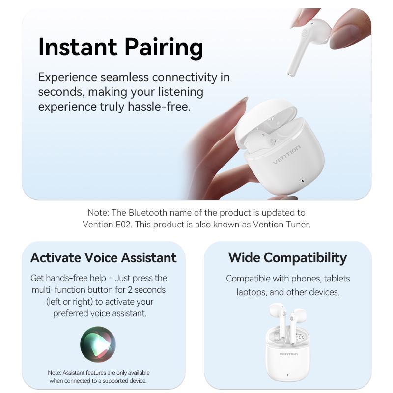 Навушники бездротові Vention Elf E02 Bluetooth 5.3 TWS 13 мм 22 год відтверення AAC/SBC Hi-Fi IPX4 Білий (NBGW0) - фото 14