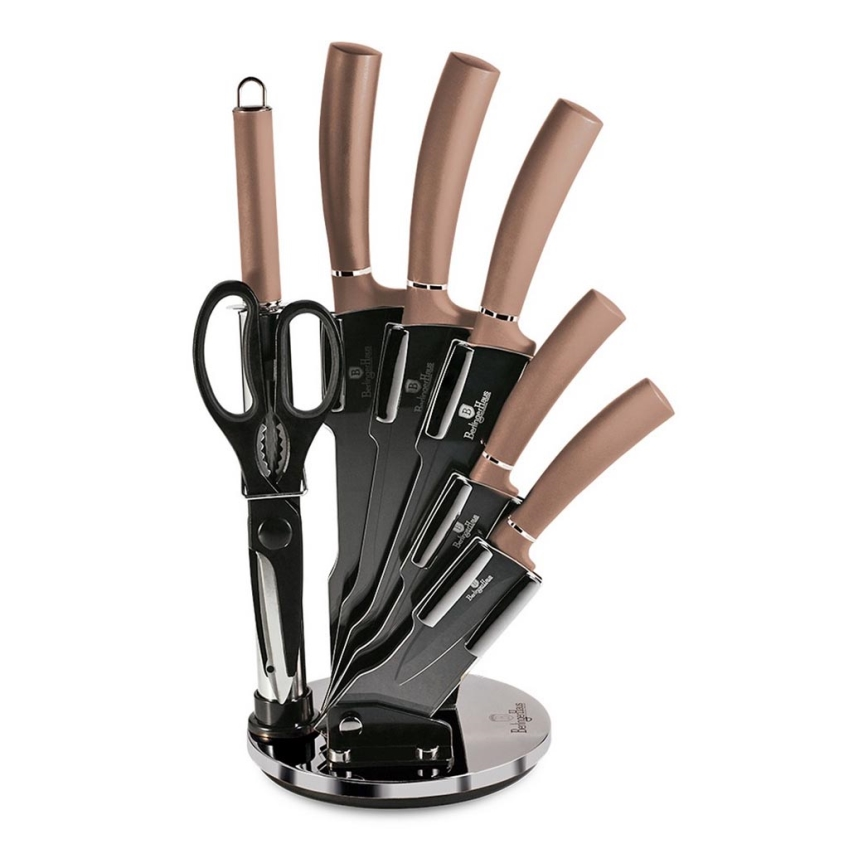 Набір ножів на акриловій підставці Berlinger Haus Metallic Line Rose Gold Edition нержавіюча сталь 8 пр. (30547284)