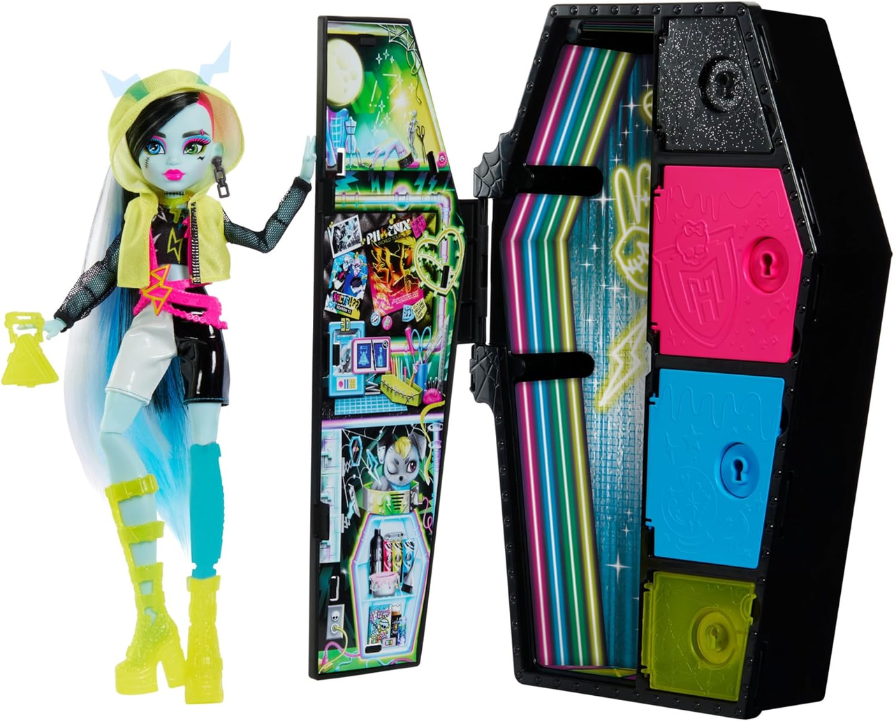 Кукла Monster High Skulltimate Secrets Neon Frights Frankie Stein with Dress-Up Locker (2430205170)