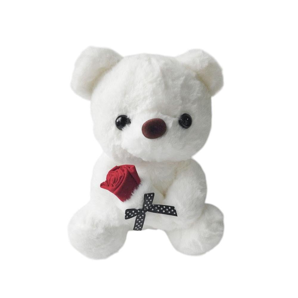 Мягкая игрушка плюшевая Медведь с розой Белый (TA0094_1)