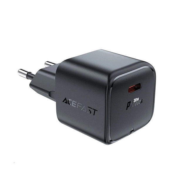 Зарядний пристрій мережевий ACEFAST A77 mini PD30W GaN USB-C charger Black (KST-6974316282662)
