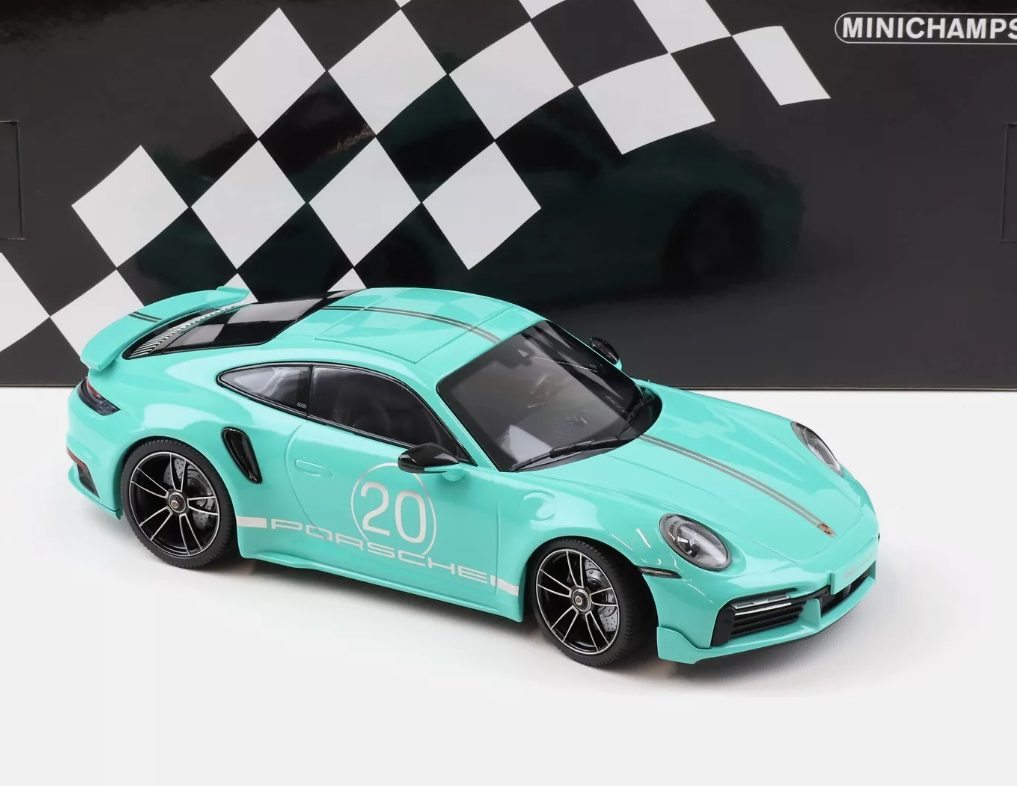 Модель автомобіля 1:18 Minichamps Porsche 911/992 Turbo S Coupe Sport Design Mint Green (155069173)