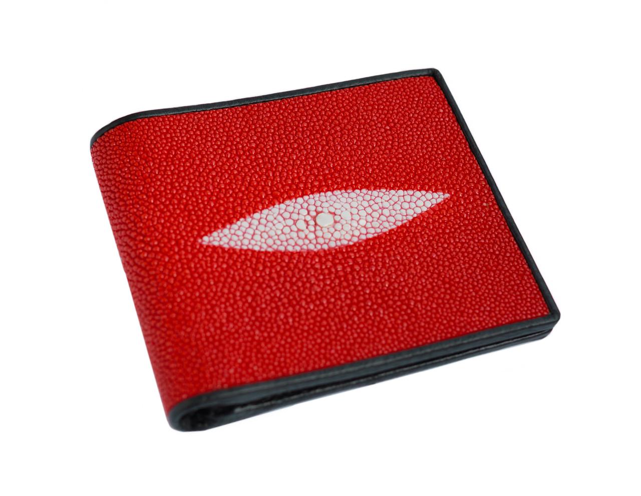 Портмоне Ekzotic Leather мужское из натуральной кожи морского ската Морковный ( stw 121_2)