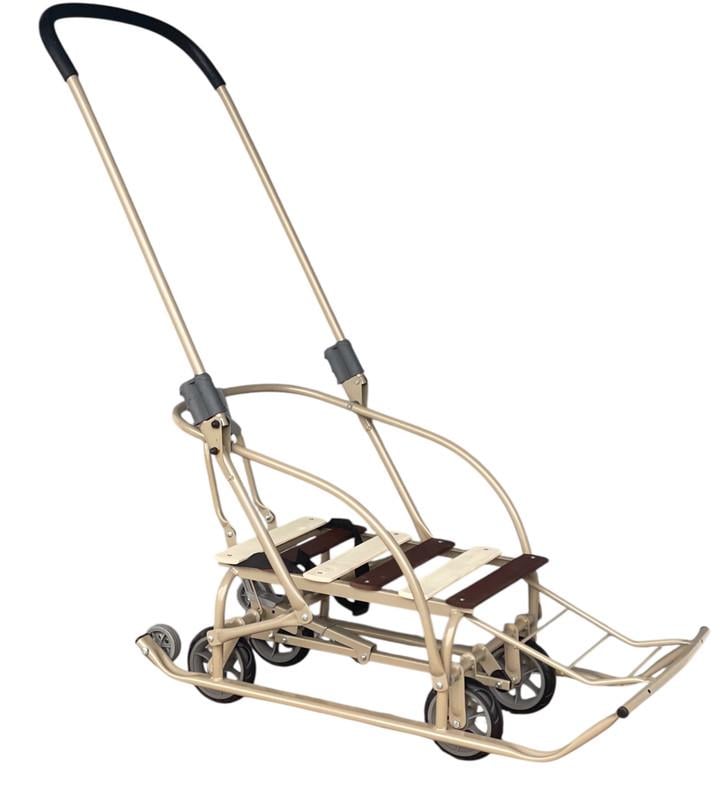 Санки-трансформер дитячі на колесах ТМ Мрія 2025 Veloz Бежевий/Коричнево-білий