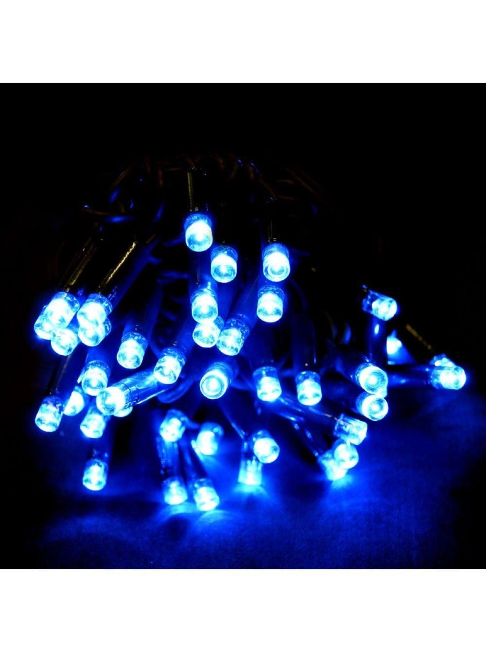 Электрогирлянда внутренняя синяя встроенный светодиод (LED) 100 ламп 8 м с контроллером зеленый провод