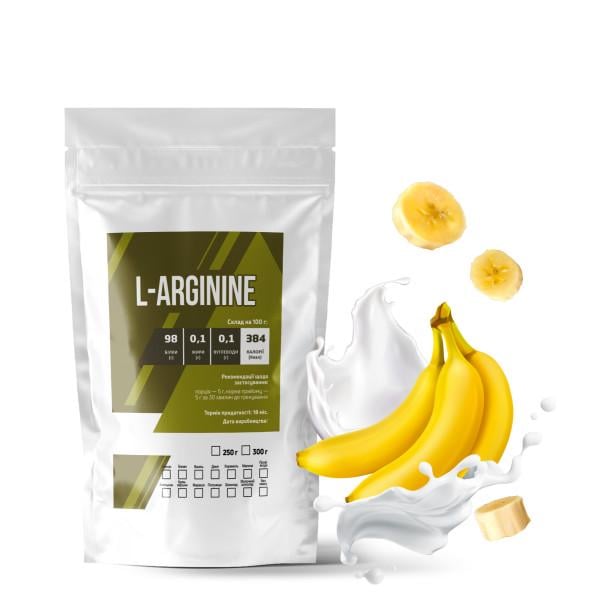 Амінокислота L-Arginine Банан для спортивних тренувань на 60 порцій 300 г (21-125-arg-b300)