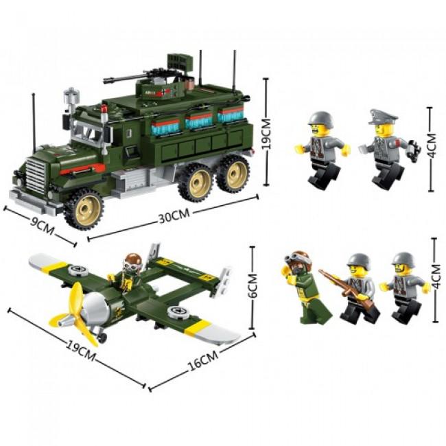 Большой детский конструктор Brick 1713 Грузовик/Военная база 687 эл. (402341) - фото 2