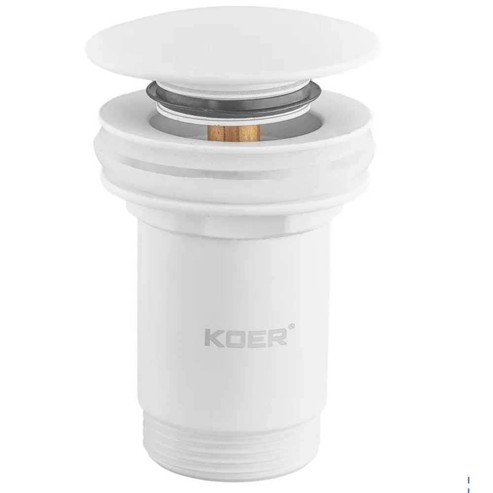 Клапан донный KOER PW-07-03 1 1/4'' Сlick-Сlack для умывальника Белый матовый (KR5783)