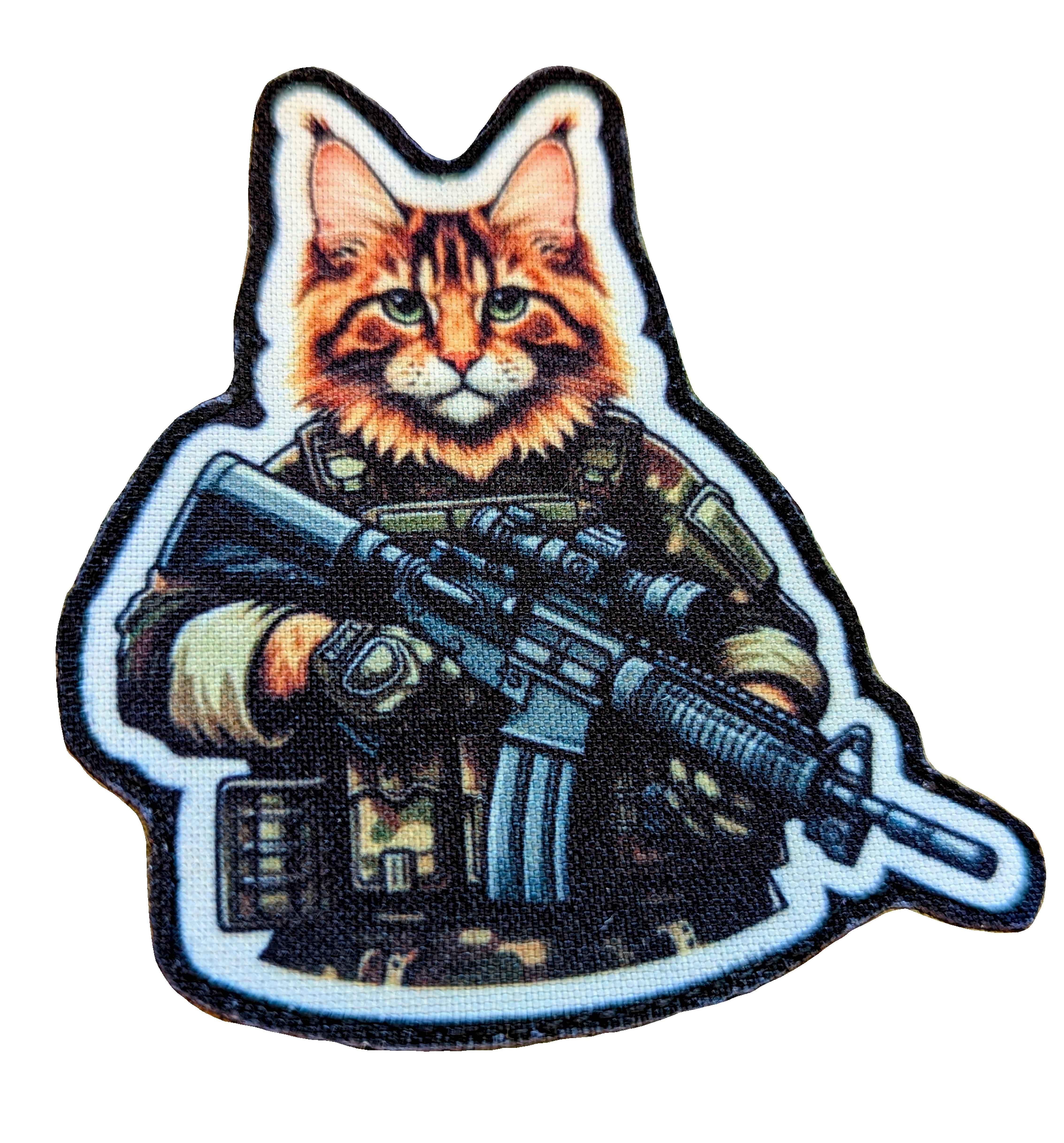 Шеврон-патч Бойовий Кіт рудий фігурний на липучках (CATT3)