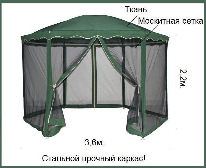 Павільйон садовий шестикутний з москітною сіткою 3,6 м - фото 2