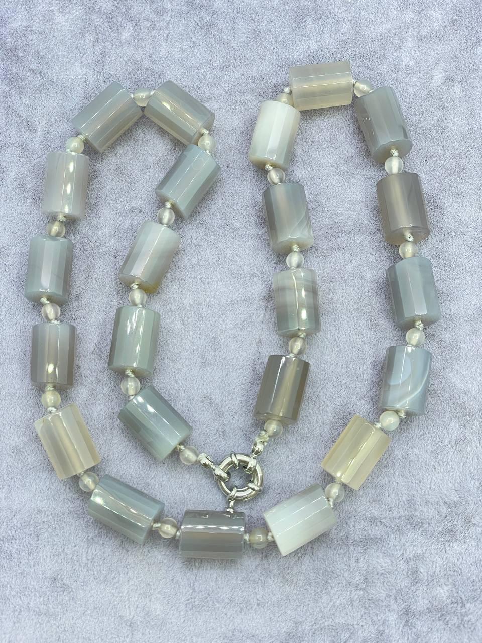 Намисто агат 45 см Сірий (1060)