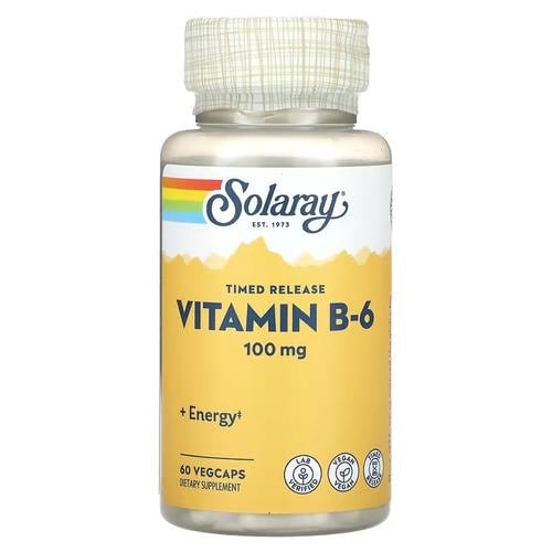 Пиридоксин B-6 Solaray Vitamin B-6 100 мг 60 VegCaps (SOR-12742)