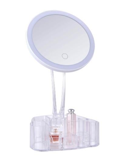 Дзеркало з підсвіткою Cosmetic Mirror HH098 26 LED на підставці Білий