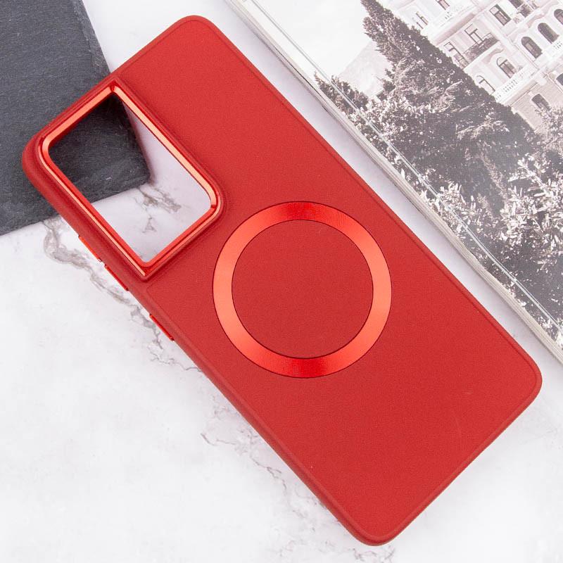 Противоударный TPU Чехол Bonbon Metal Style with MagSafe для Samsung Galaxy S22 Ultra Красный / Red - фото 4