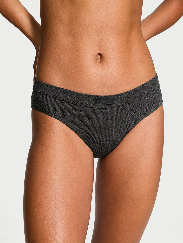 Трусики хлопковые Victoria's Secret Cotton Logo Patch Hiphugger Panty M Серый (26878186)