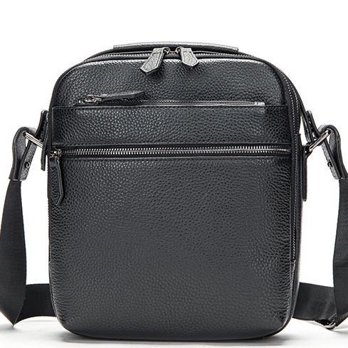 Сумка мужская Tiding Bag кожаная через плечо Черный (711511)