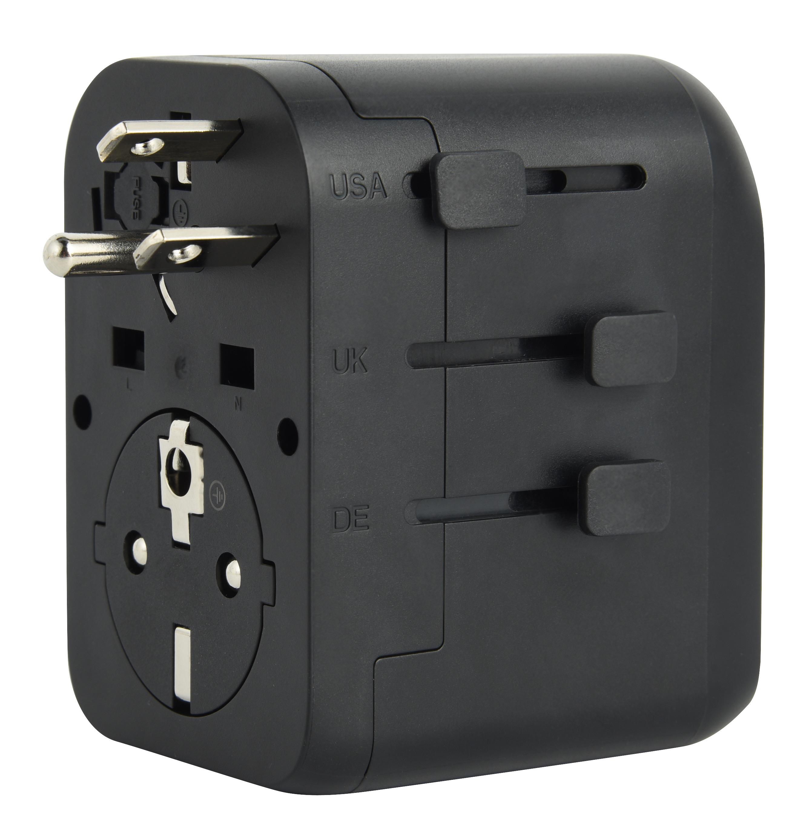 Адаптер подорожній Electraline 16A 2хUSB-C PD 20 Вт /1хUSB-A 18 Вт Чорний - фото 4 Адаптер подорожній Electraline 16A 2хUSB-C PD 20 Вт /1хUSB-A 18 Вт Чорний - фото 4