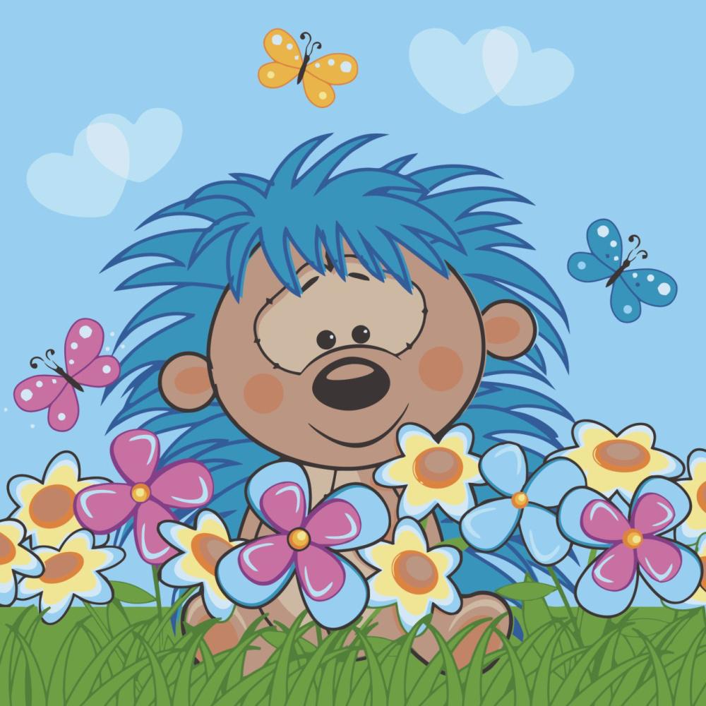 Картина по номерам Strateg Ежик в цветах 30x30 см (ES049)