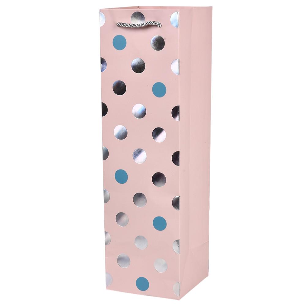 Подарочный пакет под бутылку Glitter R101599 11х11х38 см Розовый (30167730)