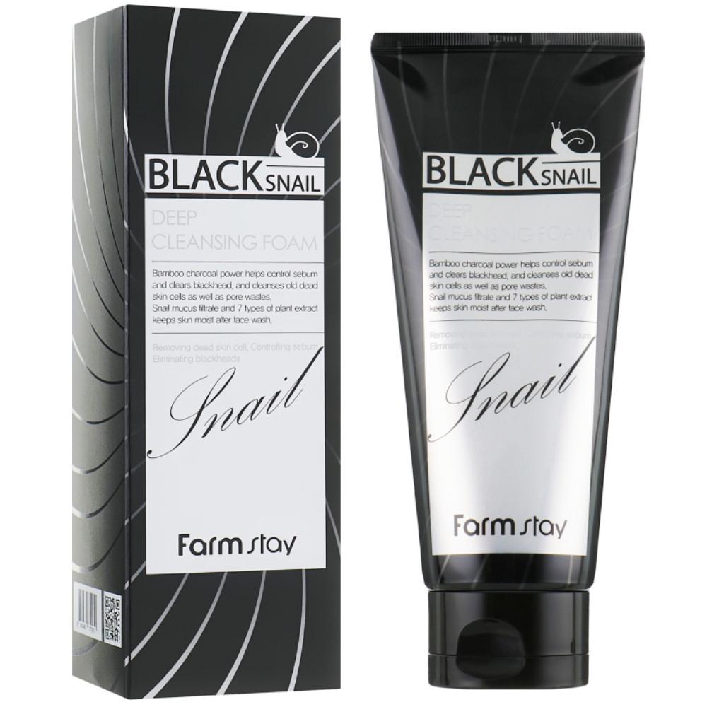 Пенка для лица улитки FarmStay Black Snail Deep Cleansing Foam с муцином черной 180 мл (8809480770951)
