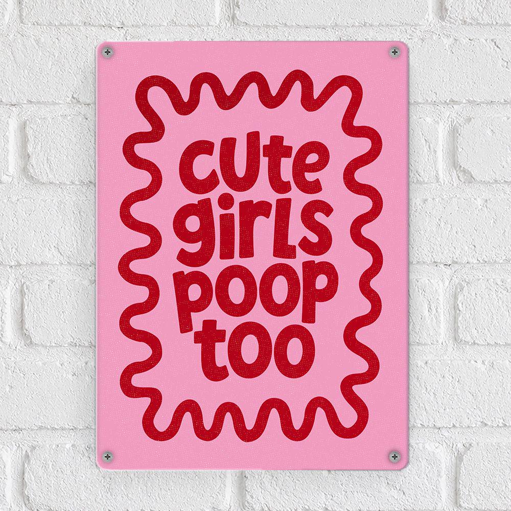 Табличка металлическая Cute girls poop too 26х18,5 см (MET_26J014)