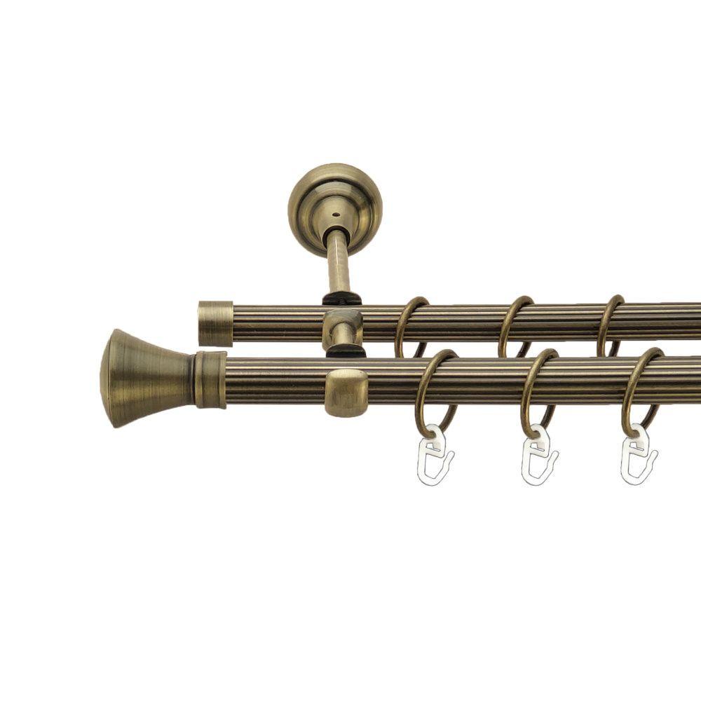 Карниз для штор Orvit Люксор рифленая двухрядный 16/16 мм 300 см Антик (000-7632)