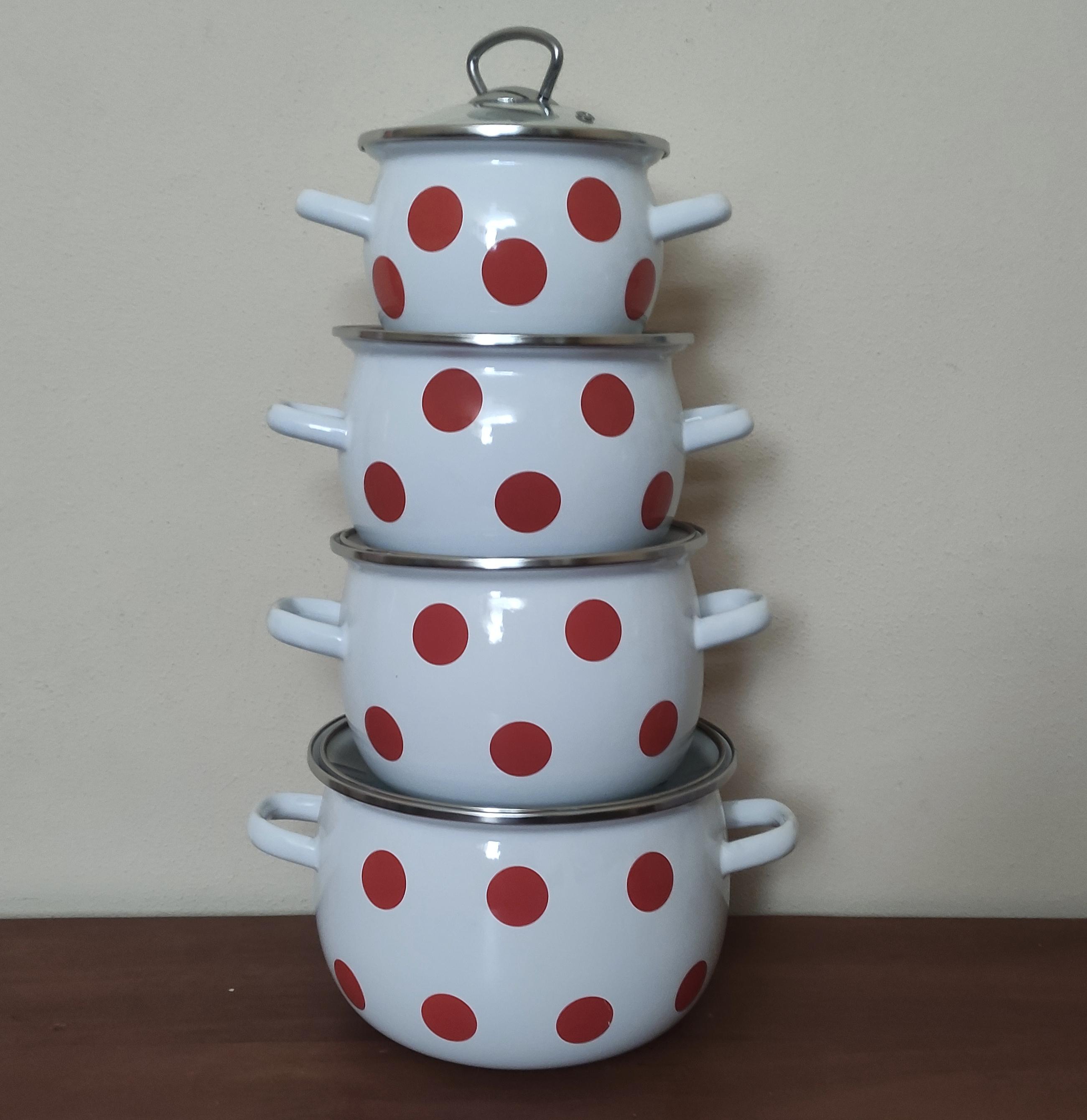 Набір каструль Червоний горох з скляними кришками 4 шт. (14615408) - фото 4 Набір каструль Червоний горох з скляними кришками 4 шт. (14615408) - фото 4