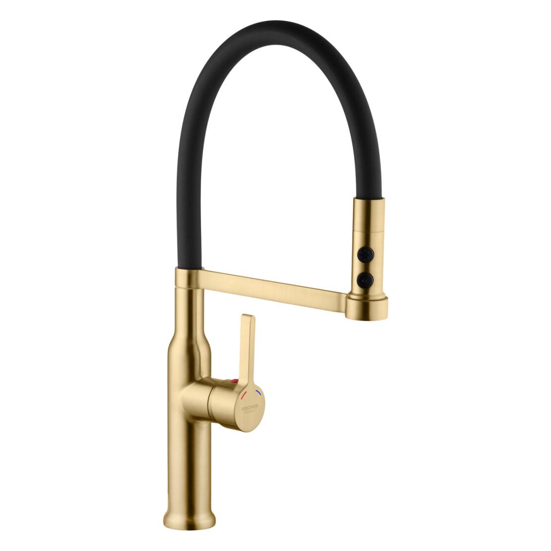 Змішувач для кухні Kroner KRP Ersel - GBG03112BLK з гнучким виливом Золотий/Чорний