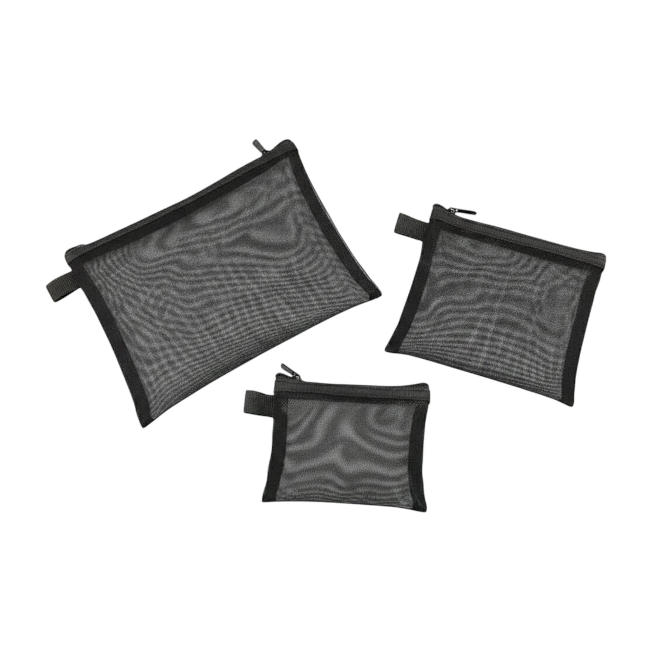 Набор косметичек-органайзеров из плоской сетки 3 шт. Черный (2476286175)