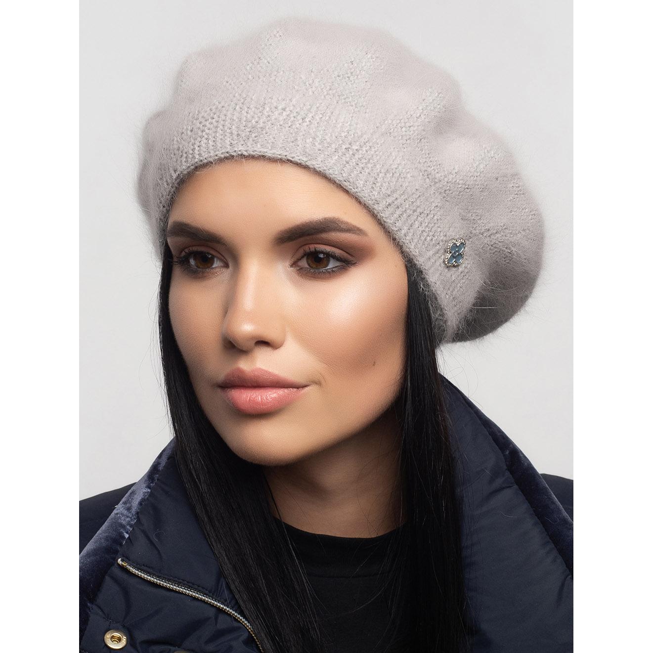 Берет женский одинарный Leks Калина one size Светло-серый