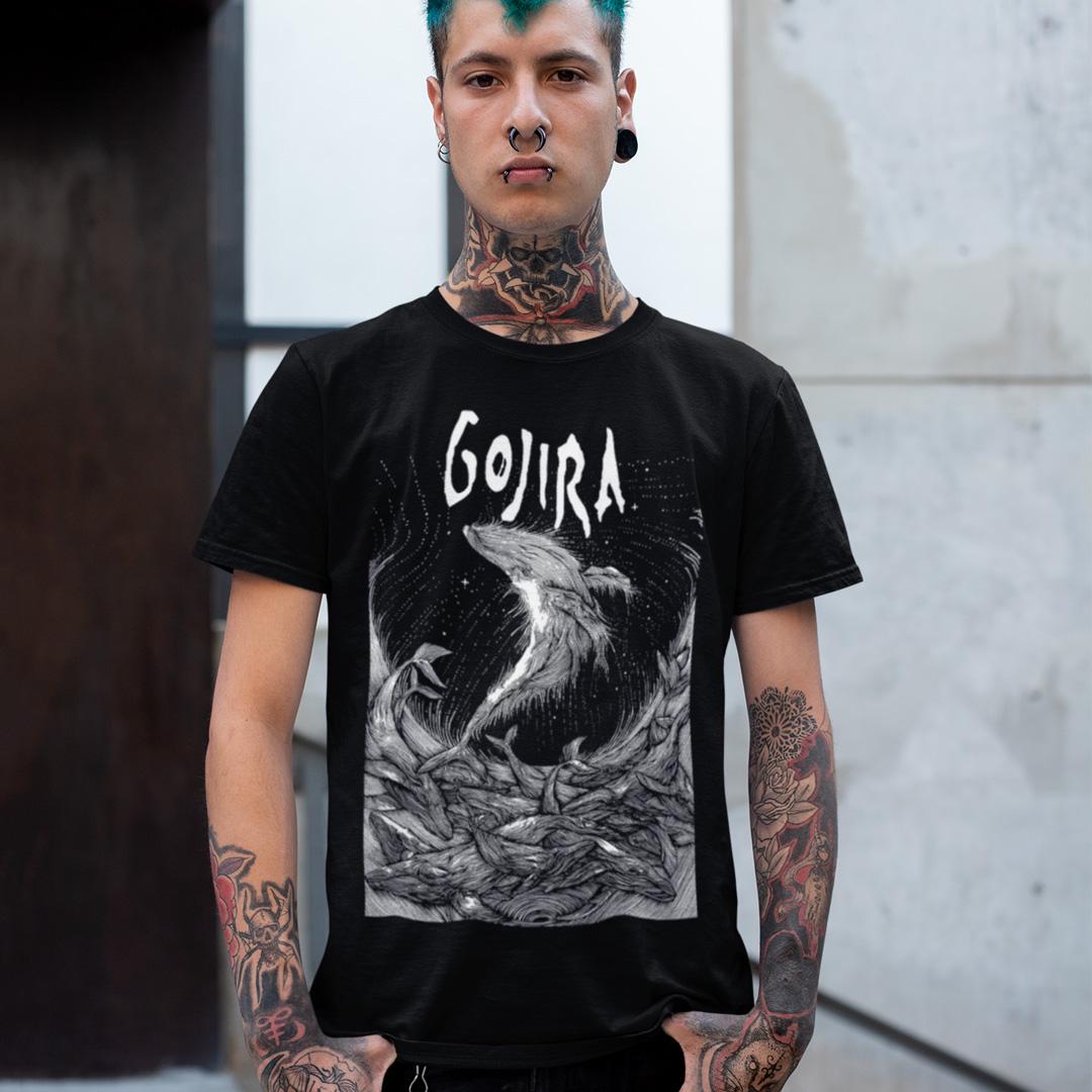 Футболка унисекс Gojira Woodblock Whales 2XL Черный (00000001238)