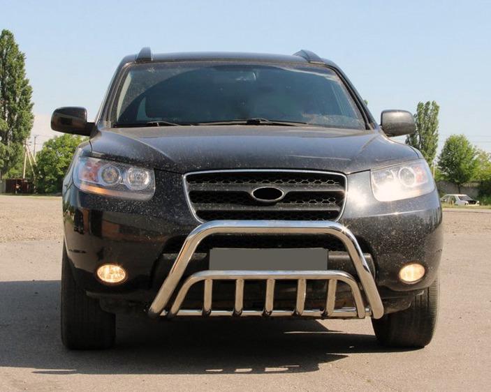Кенгурятник WT002 CAN для Hyundai Santa Fe 2 2006-2012 гг. нержавеющая сталь Хром